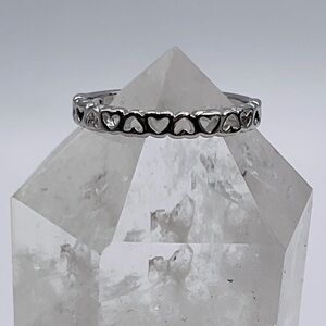 Heart Ring Size 6.5 Silver Tone Steel Dainty Band Love Valentine’s Promise Gift